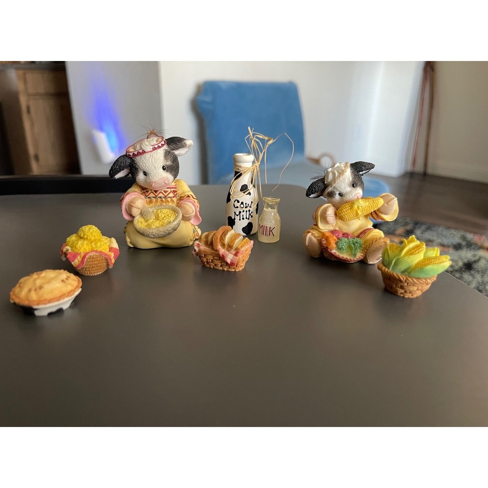 Mary's Moo Moos Enesco Cow Figurines Set You're A-maize-ing 1998 Vintage 8pc Lot